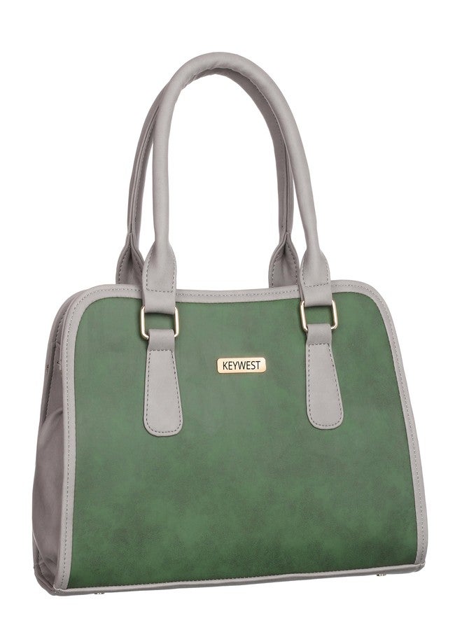 Keywest حقيبة يد نسائية من Keywest، طراز Laurent Satchel Tote، مناسبة للنساء | حقيبة يد أنيقة | حقيبة كتف أنيقة | هدية مثالية للنساء | أخضر || رمادي - Image 1